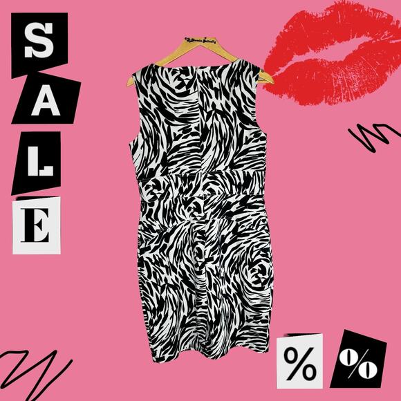 Women's Calvin Klein Animal Print Shift Sheath Dress Large 12 - Picture 3 of 9